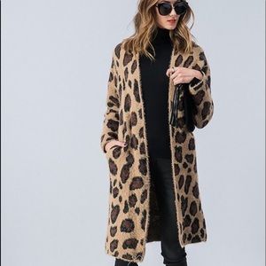 She & Sky Long Leopard Cardigan